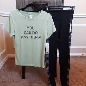 🆕️ Nicole Miller Sport Black Leggings And Shirt Set